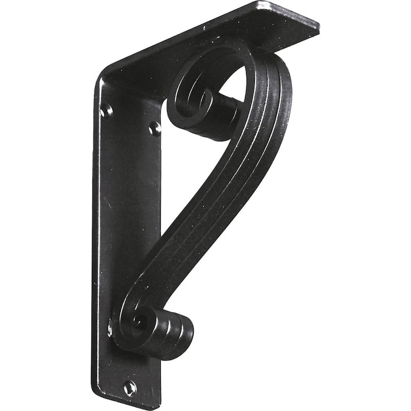 Edwards Wrought Iron Bracket - 2"W x 5 1/2"D x 8"H - (Triple center brace) - Powder Coated Black