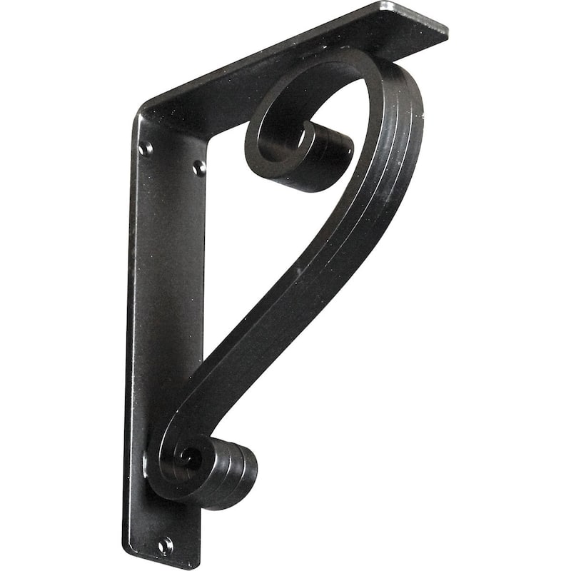 Edwards Wrought Iron Bracket - 2"W x 7 1/2"D x 10"H - (Triple center brace) - Powder Coated Black