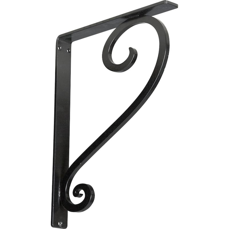Edwards Wrought Iron Bracket - 1 1/2"W x 12"D x 15"H - (Single center brace) - Powder Coated Black