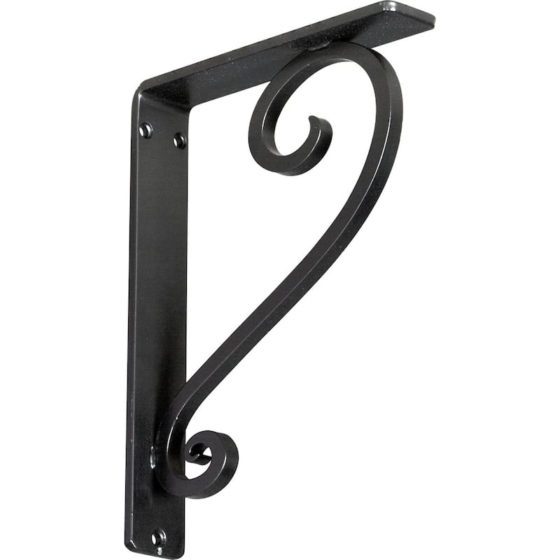 Edwards Wrought Iron Bracket - 1 1/2"W x 7 1/2"D x 10"H - (Single center brace) - Powder Coated Black