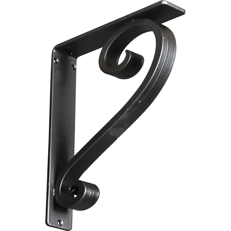 Edwards Wrought Iron Bracket - 2"W x 10"D x 12"H - (Triple center brace) - Powder Coated Black