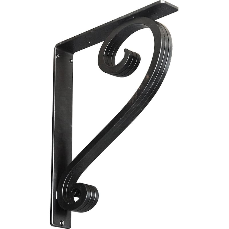 Edwards Wrought Iron Bracket - 2"W x 12"D x 15"H - (Triple center brace) - Powder Coated Black