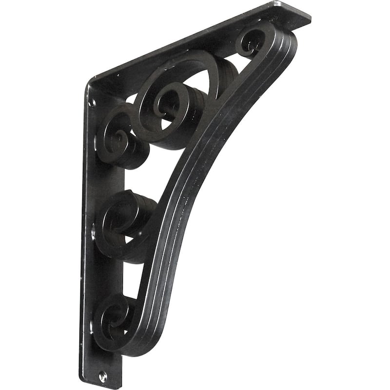 Tristan Wrought Iron Bracket - 2"W x 10"D x 12"H - (Triple center brace) - Powder Coated Black