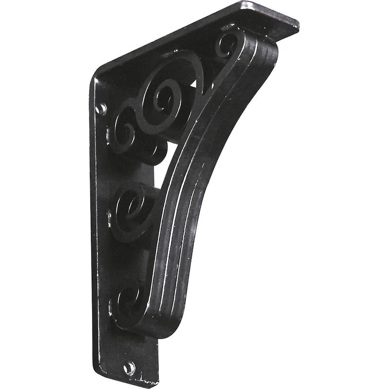 Tristan Wrought Iron Bracket - 2"W x 5 1/2"D x 8"H - (Triple center brace) - Powder Coated Black