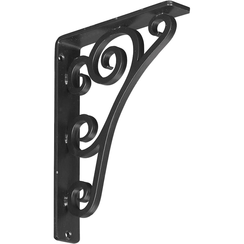Tristan Wrought Iron Bracket - 1 1/2"W x 7 1/2"D x 10"H - (Single center brace) - Powder Coated Black