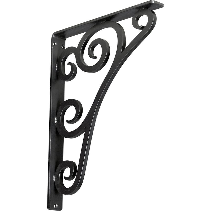 Tristan Wrought Iron Bracket - 1 1/2"W x 12"D x 15"H - (Single center brace) - Powder Coated Black