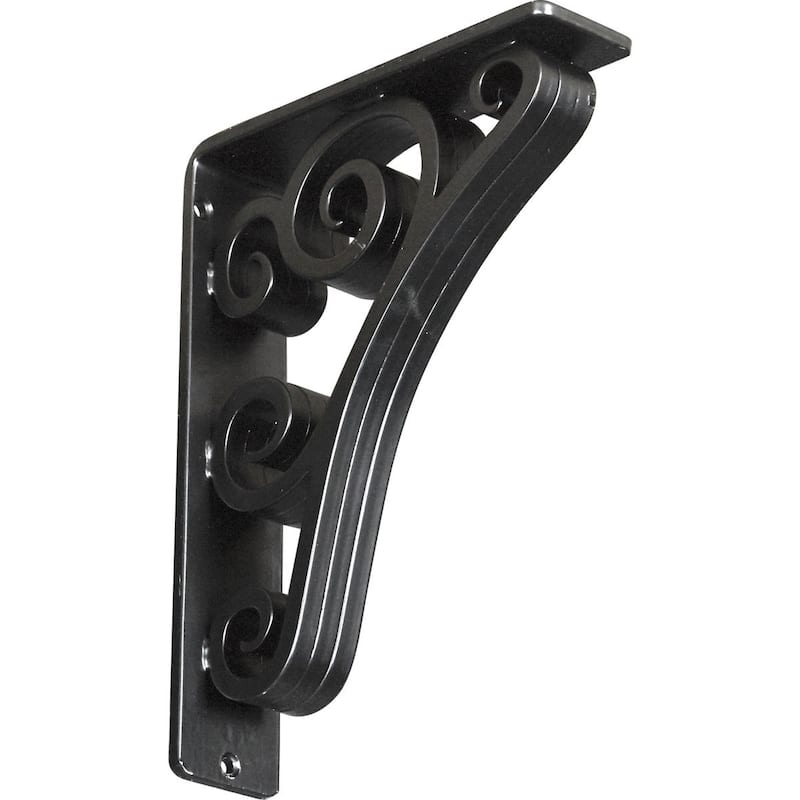 Tristan Wrought Iron Bracket - 2"W x 7 1/2"D x 10"H - (Triple center brace) - Powder Coated Black