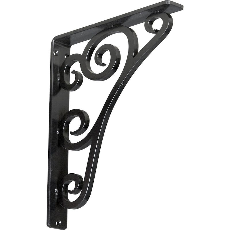 Tristan Wrought Iron Bracket - 1 1/2"W x 10"D x 12"H - (Single center brace) - Powder Coated Black