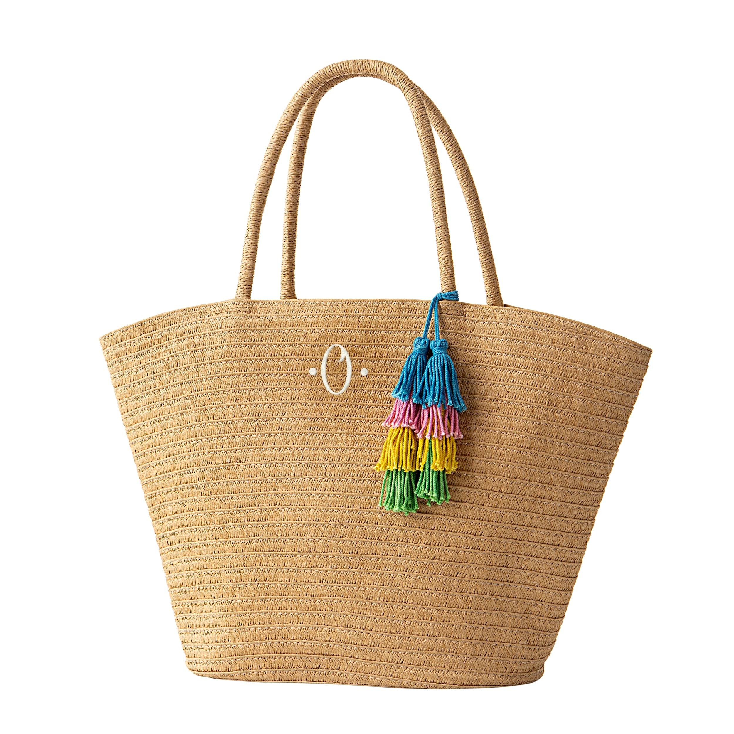 personalized straw tote