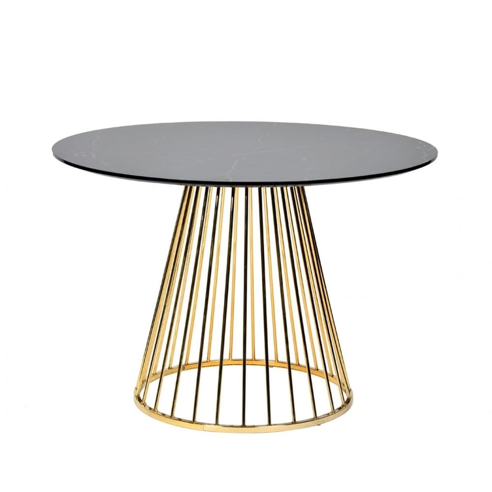 Overstock Modrest Holly Modern Black and Gold Round Dining Table
