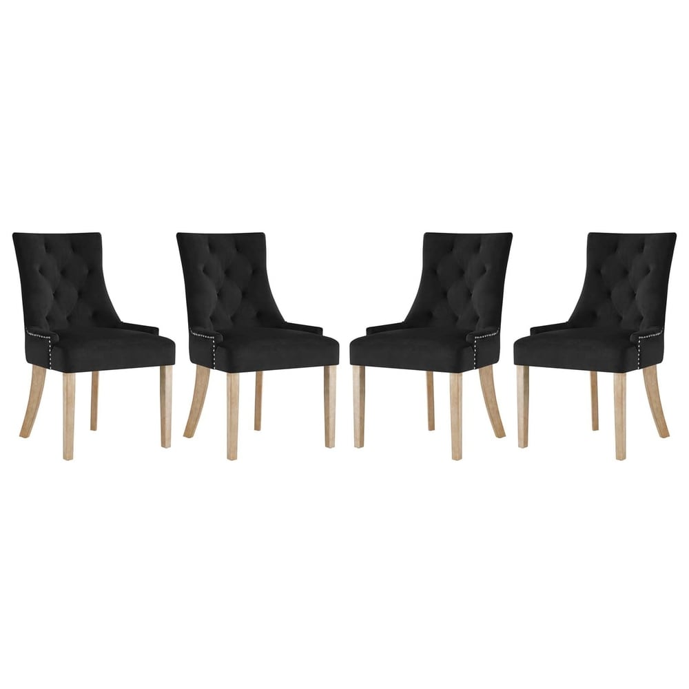 Copper Grove Vodice Velvet Dining Chair (Set of 4) (Black)