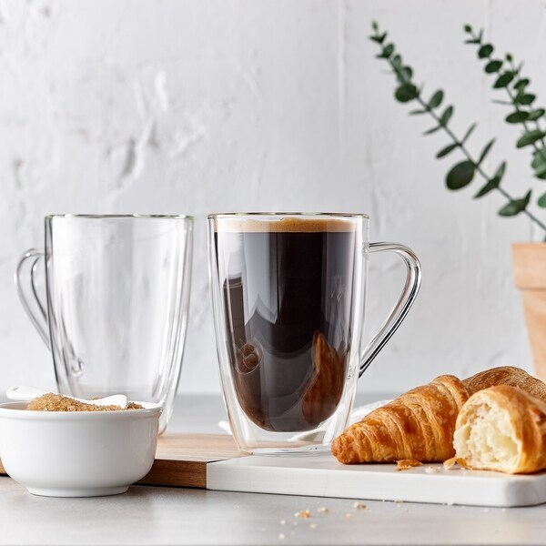 Insulated Double Wall Mug Cup Glass-Set of 4 Mugs/Cups Thermal,350ml. Opens flyout.