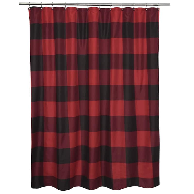 Buffalo Check Fabric Shower Curtain (72"x72") Burgundy/Black