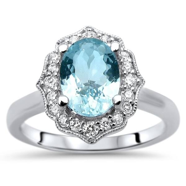 Details about 14k White Gold Oval Aquamarine And Diamond Ring Details about 14k White Gold Oval Aquamarine And Diamond Ring