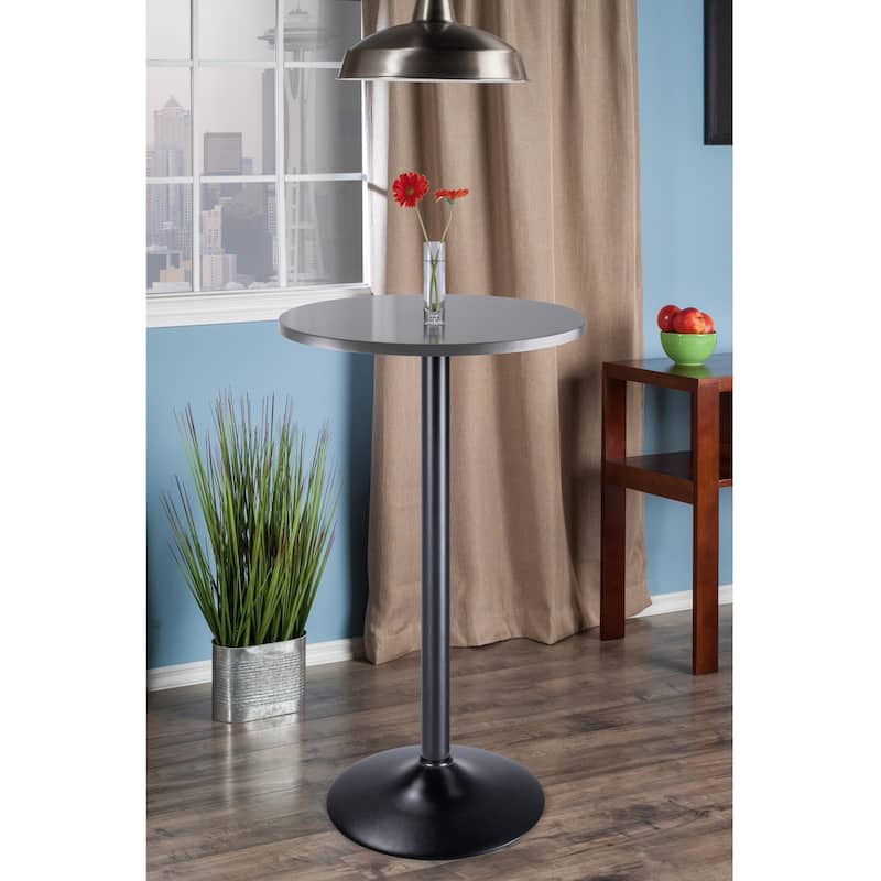 Porch & Den Alki Black/Slate Grey Finish Bar Height Pub Table - N/A