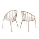 preview thumbnail 19 of 19, Doane Velvet Cushion Stainless Steel Dining Chairs (Set or 2) by Christopher Knight Home Beige - Rose Gold