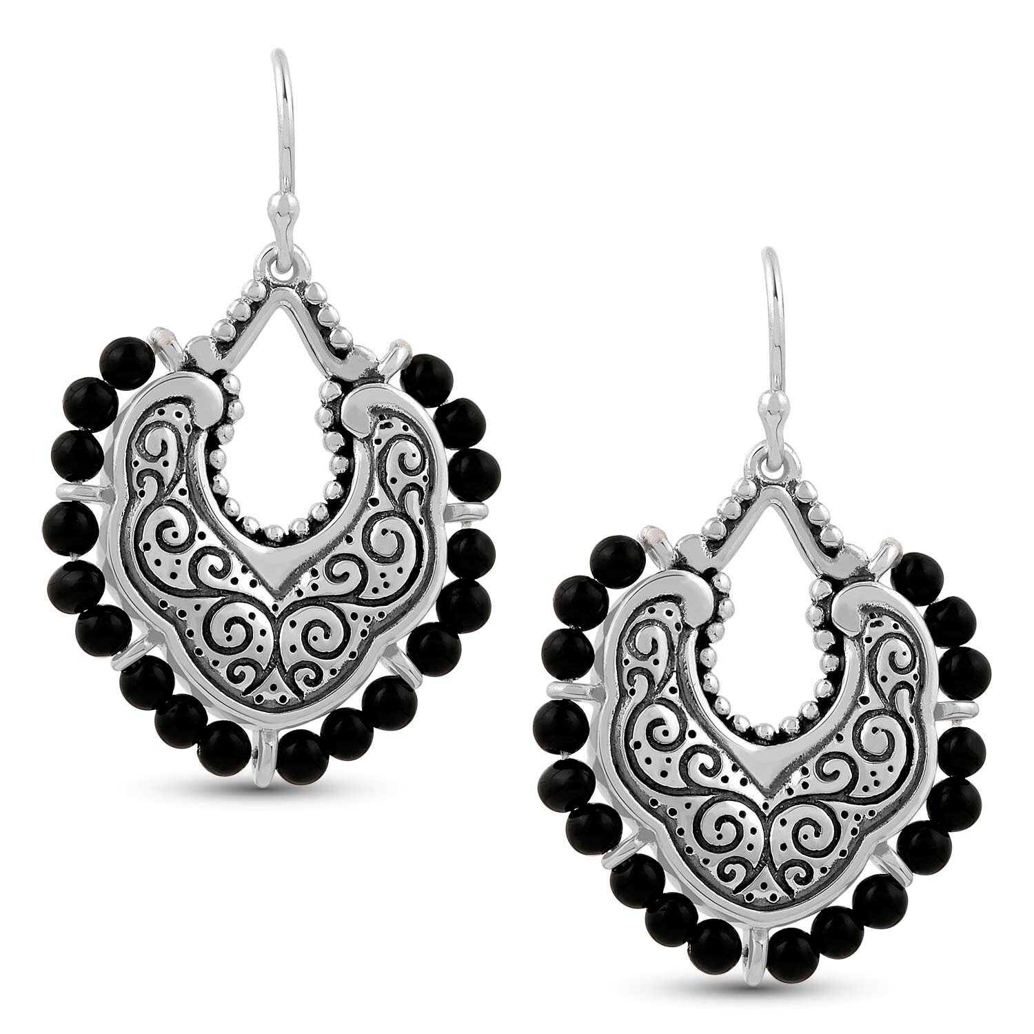 silver onyx earrings