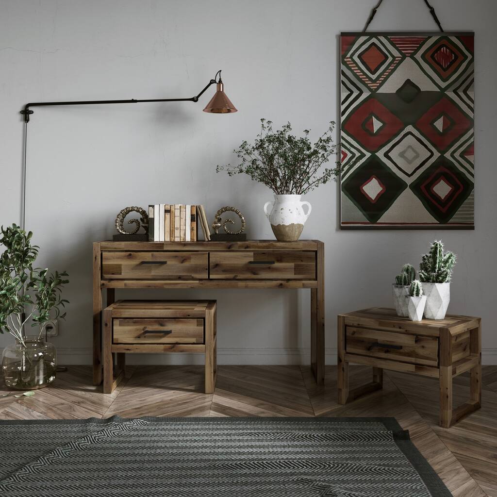 Modrest Mandy Modern Nutmeg Acacia Console & End Table Set