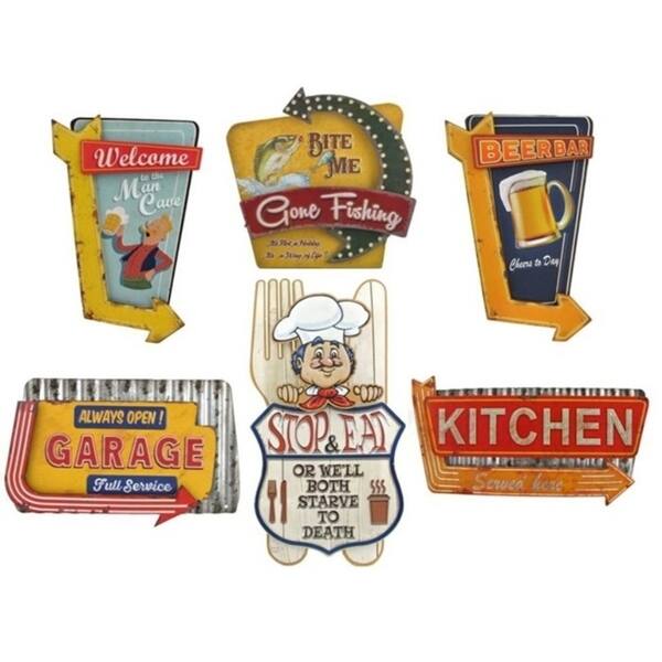 Retro Stash Sign Set of 6 Vintage Style Metal Retro Signs - Medium - Bed Bath & Beyond ...