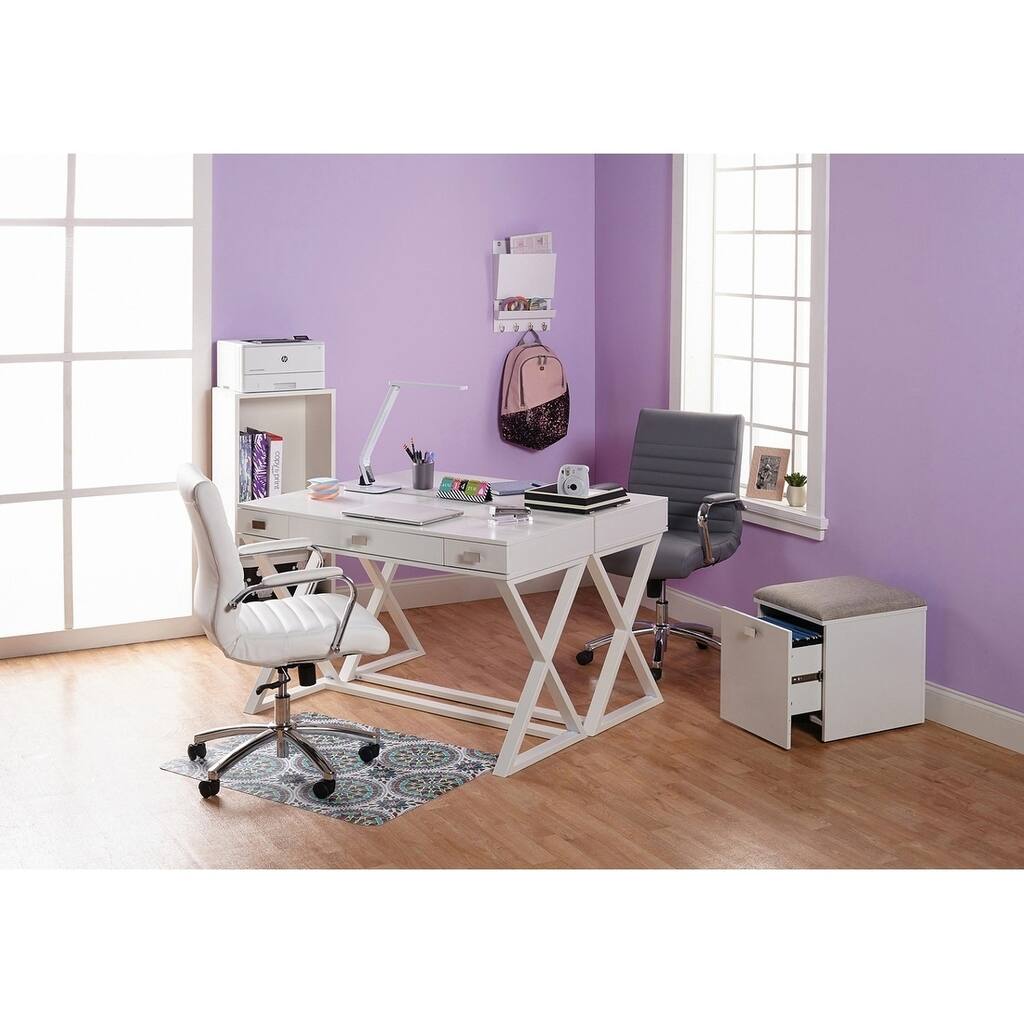OS Home and Office Furniture Model 384419 Kate Writing Desk in White with Three Drawers