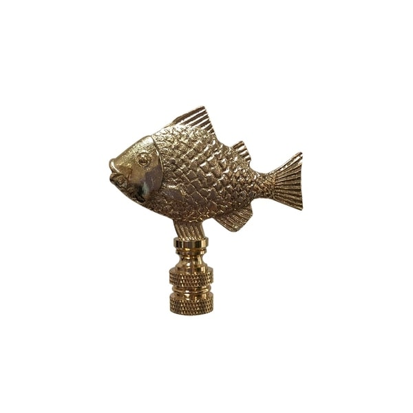 Royal Designs Fish Design Lamp Finial, Polished Brass