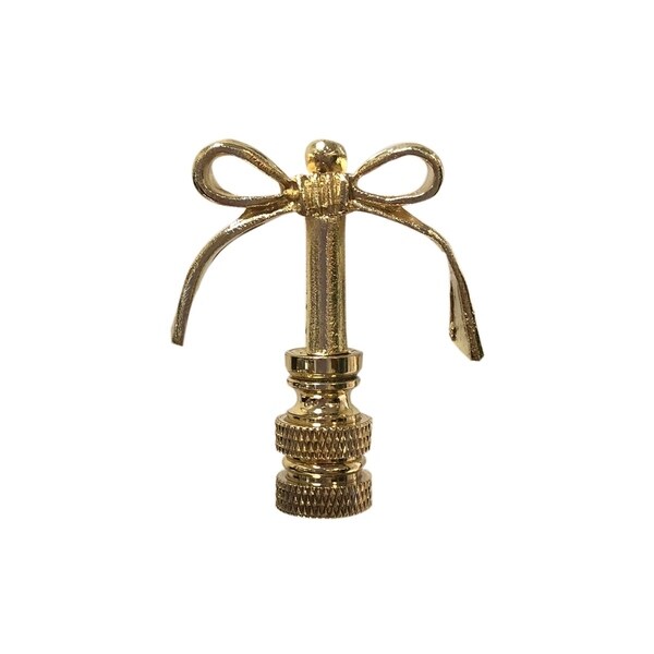 Royal Designs Classic Bow Design Lamp Finial, Polished Brass
