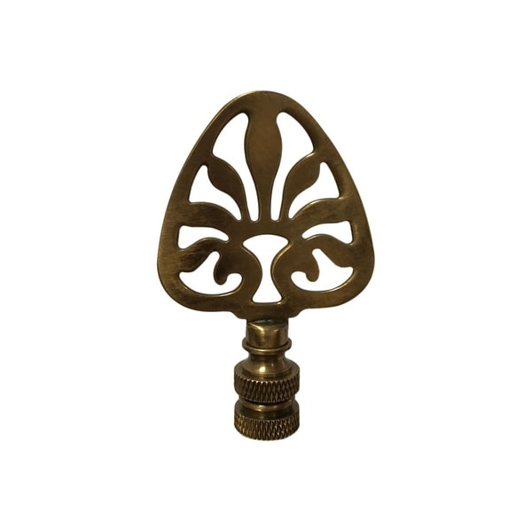 Royal Designs Rising Sun filigree Design Lamp Finial, Antique Brass