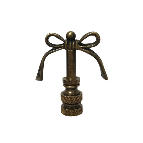 Royal Designs Classic Bow Design Lamp Finial, Antique Brass