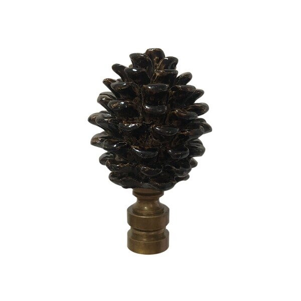 Royal Designs Pine Cone Design Lamp Finial, Antique Brass