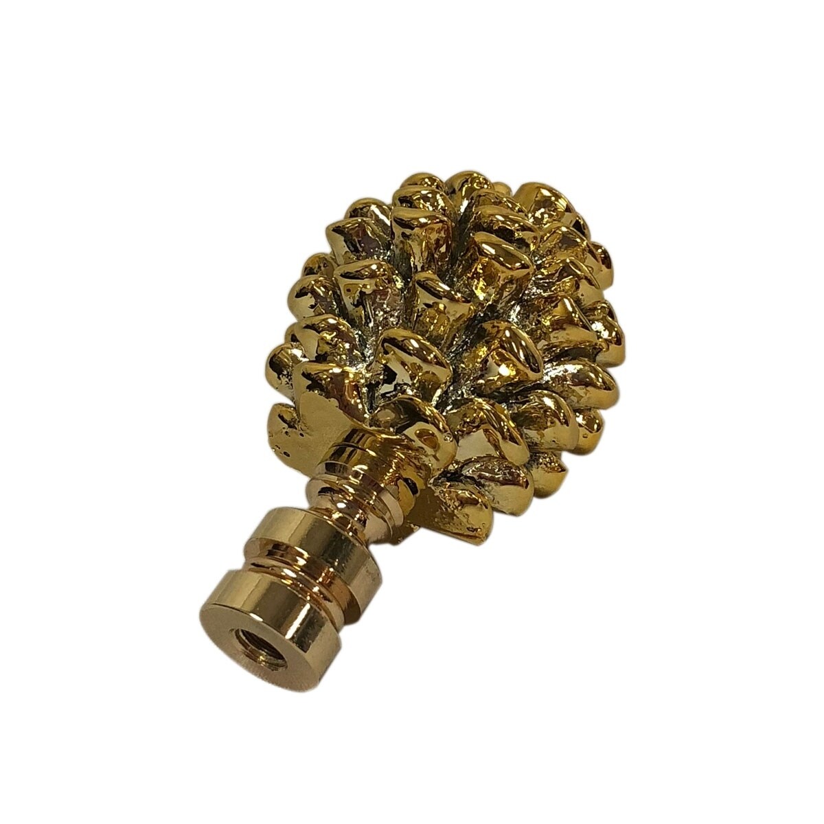 Royal Designs Pine Cone Design Lamp Finial, Antique Brass- Set of