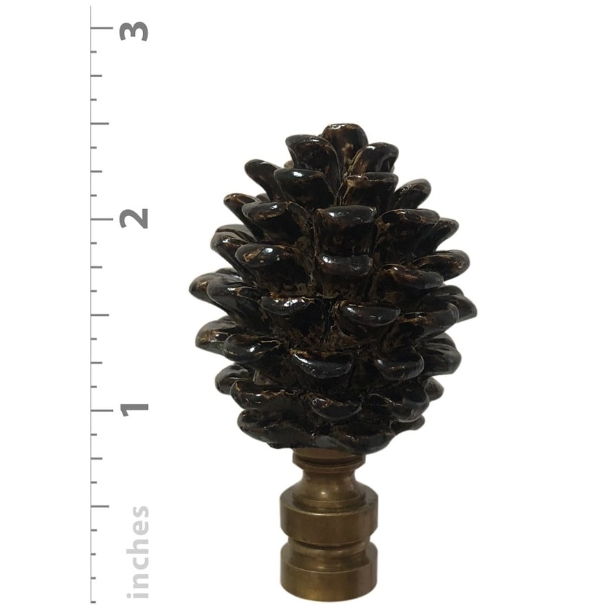 Royal Designs Pine Cone Design Lamp Finial, Antique Brass- Set of