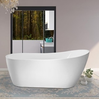 tub soaking freestanding acrylic stand alone bathtub inch vanity drain overflow polished chrome pop slotted bathtubs wyndham sara standing