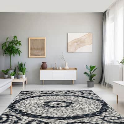 Porch & Den Jarrell Cream and Grey Cobblestone Area Rug