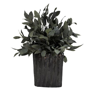D&W Silks Grey/ Green Eucalyptus in Oval Ceramic Planter - Large - Grey Green