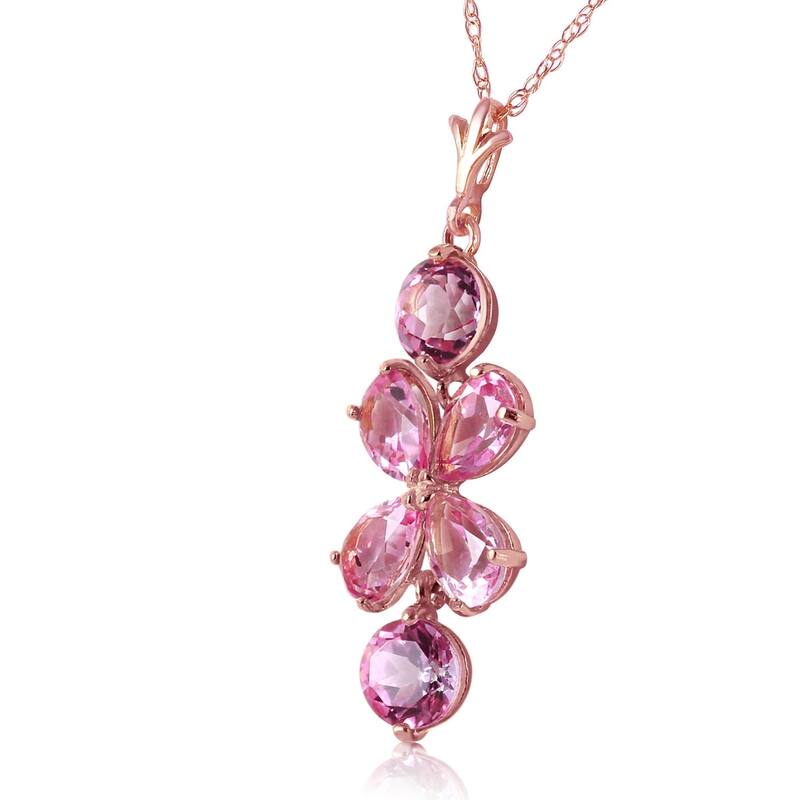 3.15 Carat 14K Solid Rose Gold Petals Pink Topaz Necklace