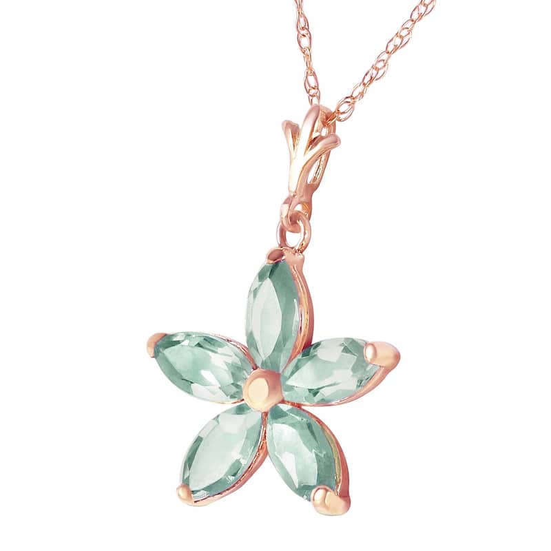14K Solid Rose Gold Necklace with Natural Green Amethysts