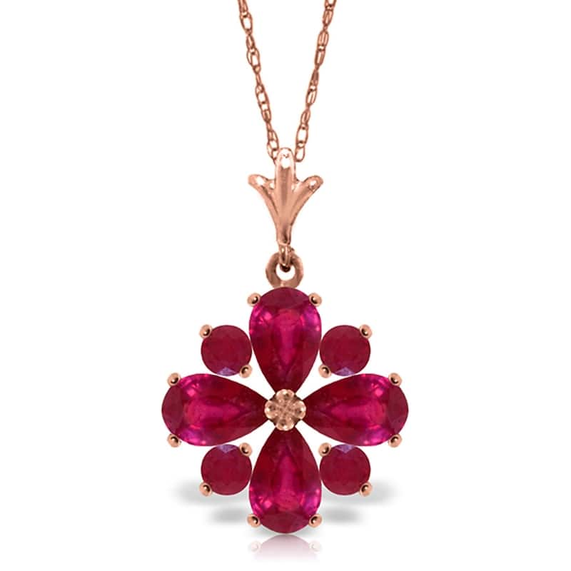 2.23 CTW 14K Solid Rose Gold Winter Ruby Necklace