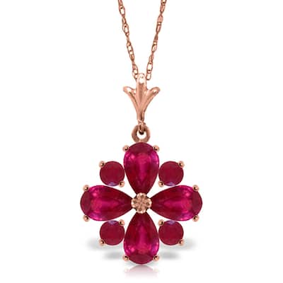 2.23 CTW 14K Solid Rose Gold Winter Ruby Necklace