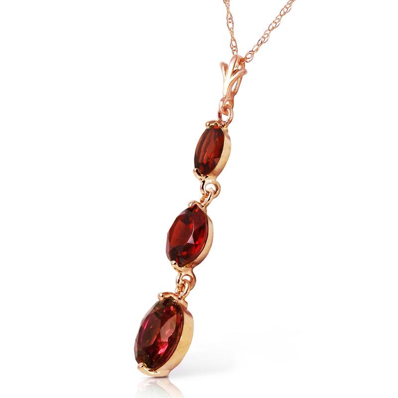14K Solid Rose Gold Necklace with Natural Garnets