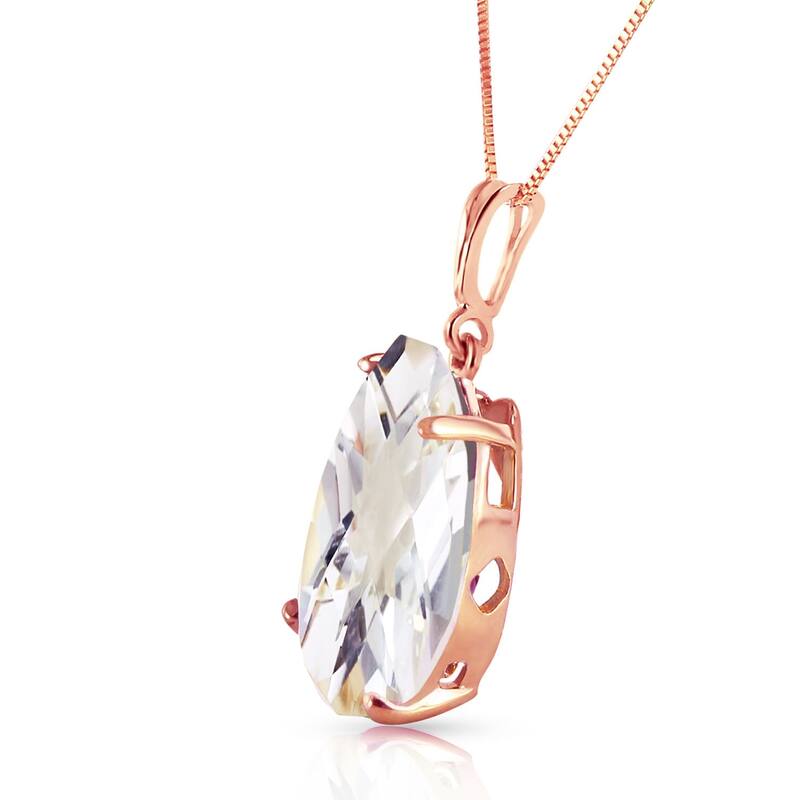 5 Carat 14K Solid Rose Gold Necklace Natural White Topaz
