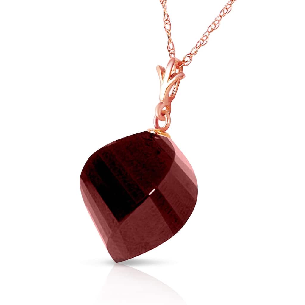 15.25 Carat 14K Solid Rose Gold Necklace Twisted Briolette Ruby