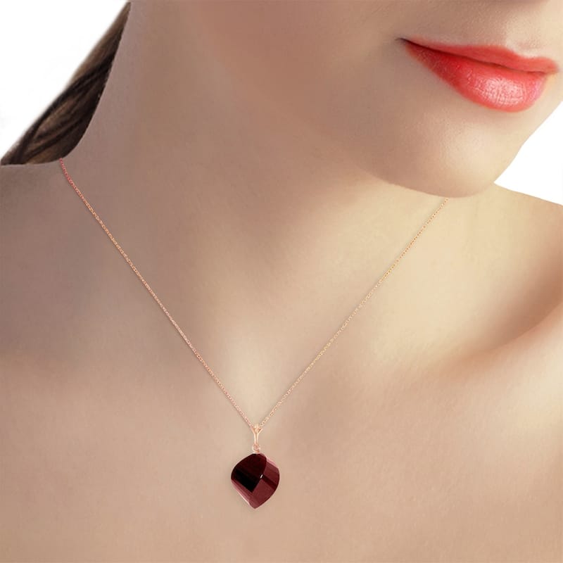 15.25 Carat 14K Solid Rose Gold Necklace Twisted Briolette Ruby