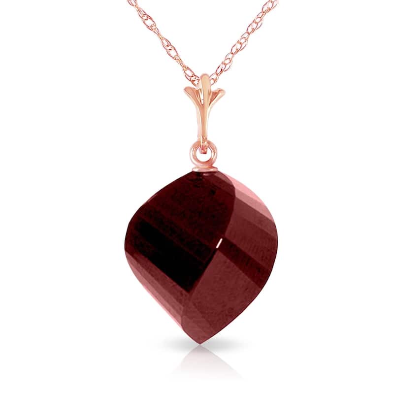 15.25 Carat 14K Solid Rose Gold Necklace Twisted Briolette Ruby