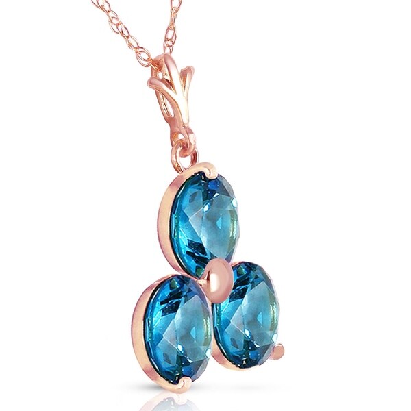 14K Solid Gold Necklace with Natural Blue Topaz