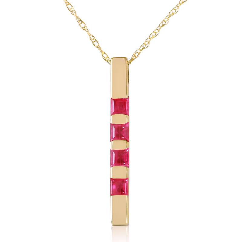 0.35 CTW 14K Solid Gold Necklace Bar Natural Ruby