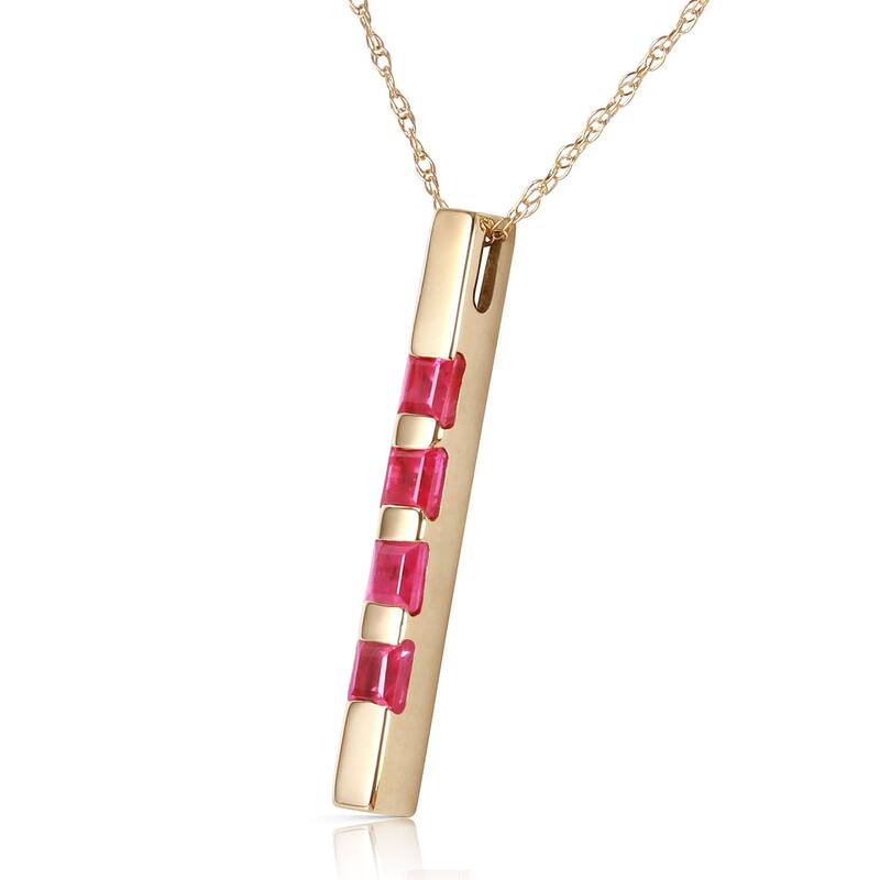 0.35 CTW 14K Solid Gold Necklace Bar Natural Ruby