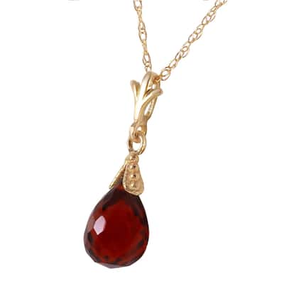 2.5 Carat 14K Solid Gold Necklace Briolette Garnet