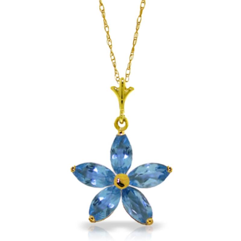 1.4 Carat 14K Solid Gold Stendhal Blue Topaz Necklace
