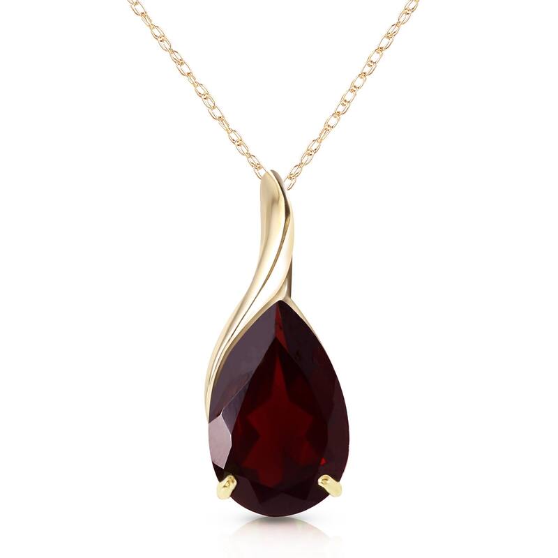 4.7 Carat 14K Solid Gold Necklace Pear Shape Natural Garnet