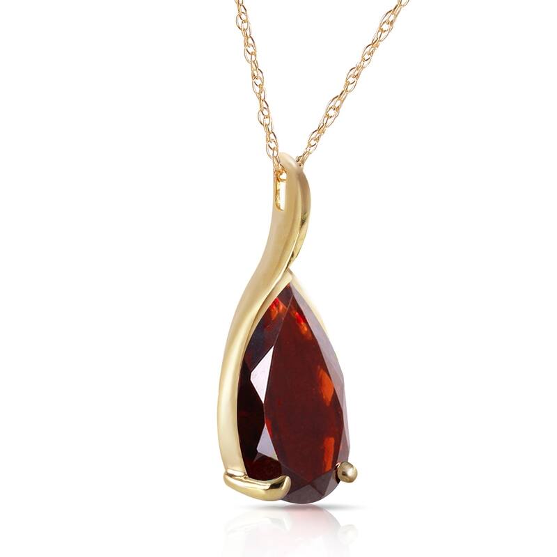 4.7 Carat 14K Solid Gold Necklace Pear Shape Natural Garnet